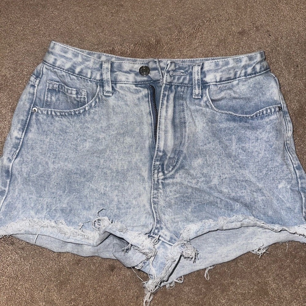 Light Blue Distressed Jean Shorts